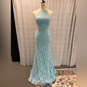 Alyce Paris Light Blue Lace Gown
